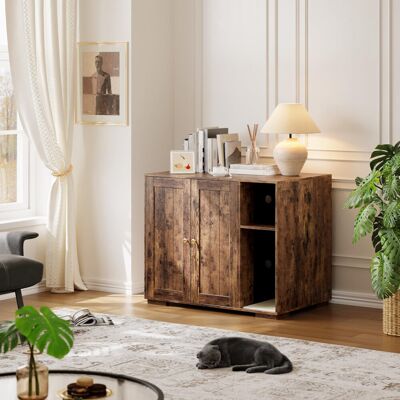 Archie & Oscar Litter Box Enclosure for Self-Cleaning, Large Cat Cabinet with Power Outlet and Dog-Proof Shelf, Scratching Mat, End Table Design, Compatible with Mos Brown 83.6cm H X 100cm W X 66cm D Archie & Oscar Litter Box Enclosure for Self-Cleaning, Large Cat Cabinet with Power Outlet and Dog-Proof Shelf, Scratching Mat, End Table Design, Compatible with Mos Brown 83.6cm H X 100cm W X 66cm D