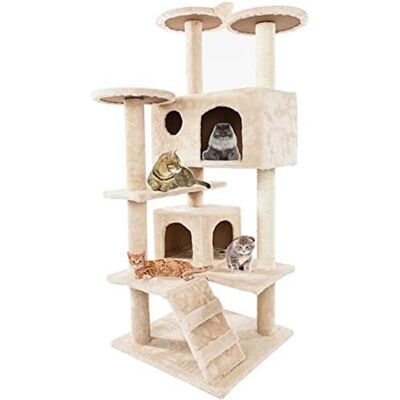 Archie & Oscar Ultimate Climber Cat Scratching Post Tree Activity Centre with Den Brown 138cm H X 50cm W X 35cm D Archie & Oscar Ultimate Climber Cat Scratching Post Tree Activity Centre with Den Brown 138cm H X 50cm W X 35cm D