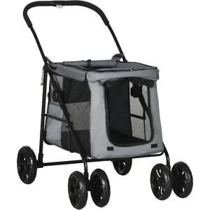 PawHut Pet Standard Stroller gray 105.0 H x 62.0 W x 102.0 D cm