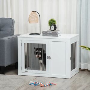 PawHut Dog Pet Crate brown/white 67.0 H x 91.8 W x 58.5 D cm