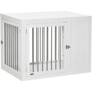 PawHut Dog Pet Crate brown/white 79.3 H x 107.0 W x 71.3 D cm