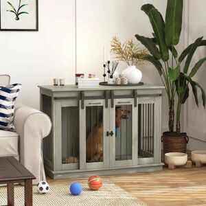 PawHut Grey Dog House brown/gray 88.5 H x 120.0 W x 60.0 D cm