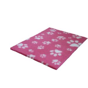 Vet Fleece Bedding   Non-Slip Multi-Paws Vet Bed O Mat pink/white 3.0 H x 152.4 D cm