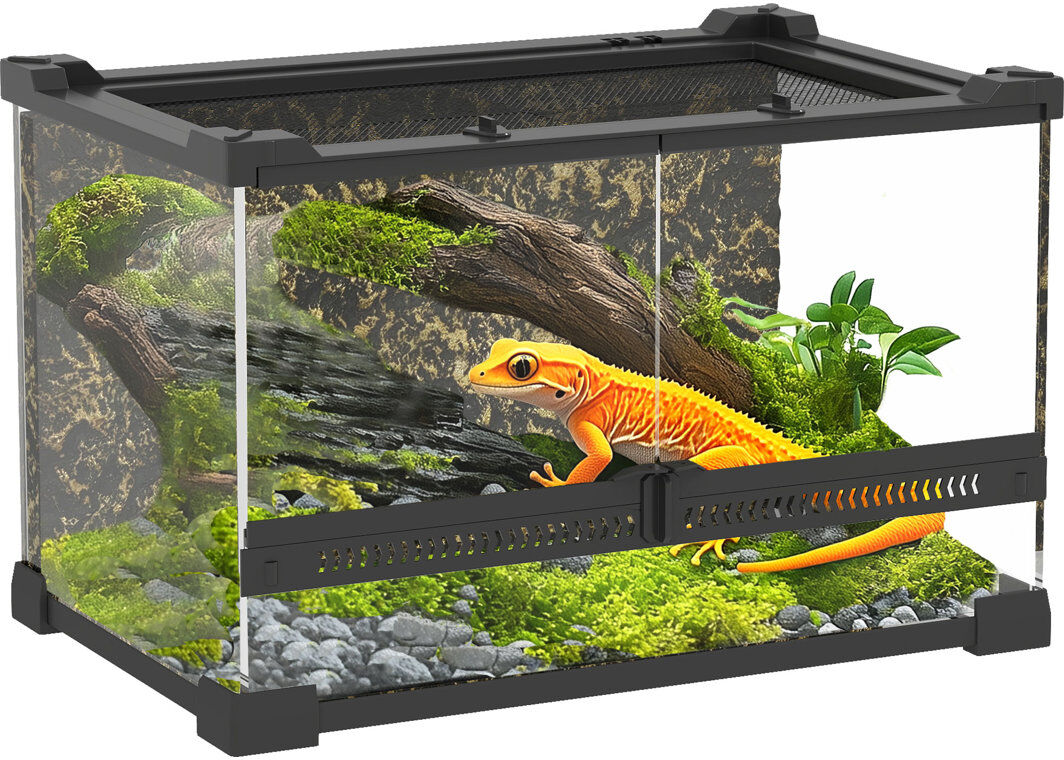 PawHut Reptile Box Black 20cm H x 30cm W x 20cm D