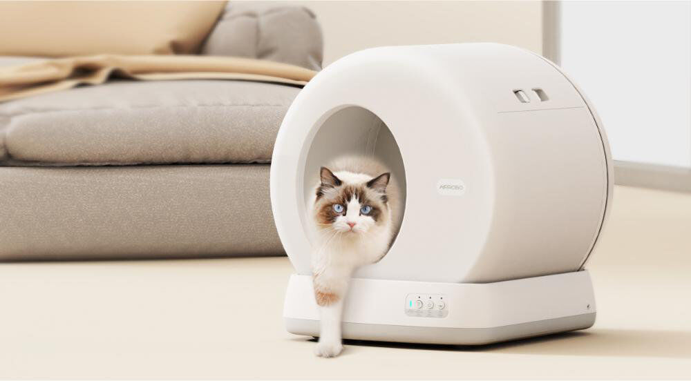 TGC Distributors Automatic Litter Box White 55cm H X 52cm W X 53cm D