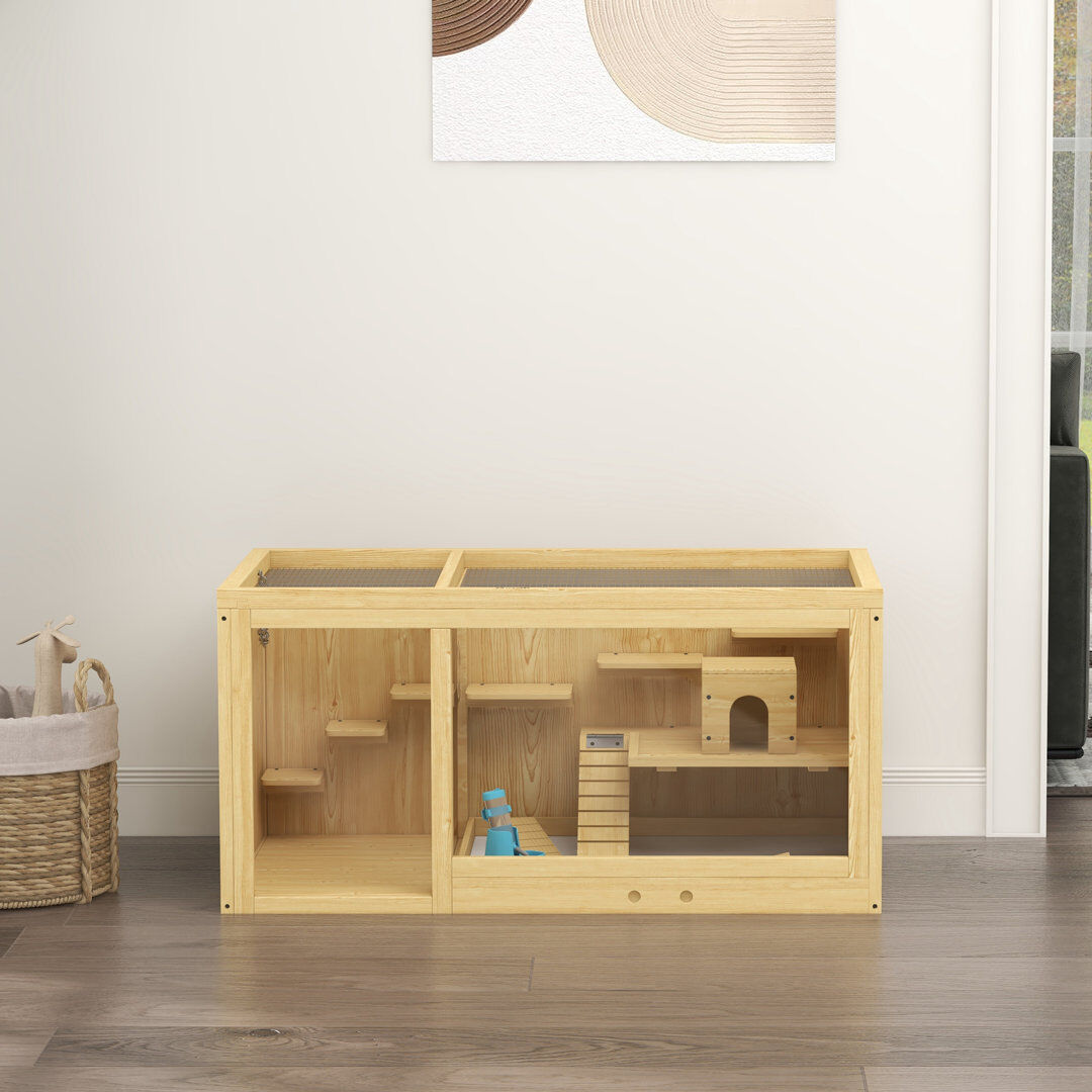 PawHut Hamster Cage Natural 50cm H X 100cm W X 50cm D