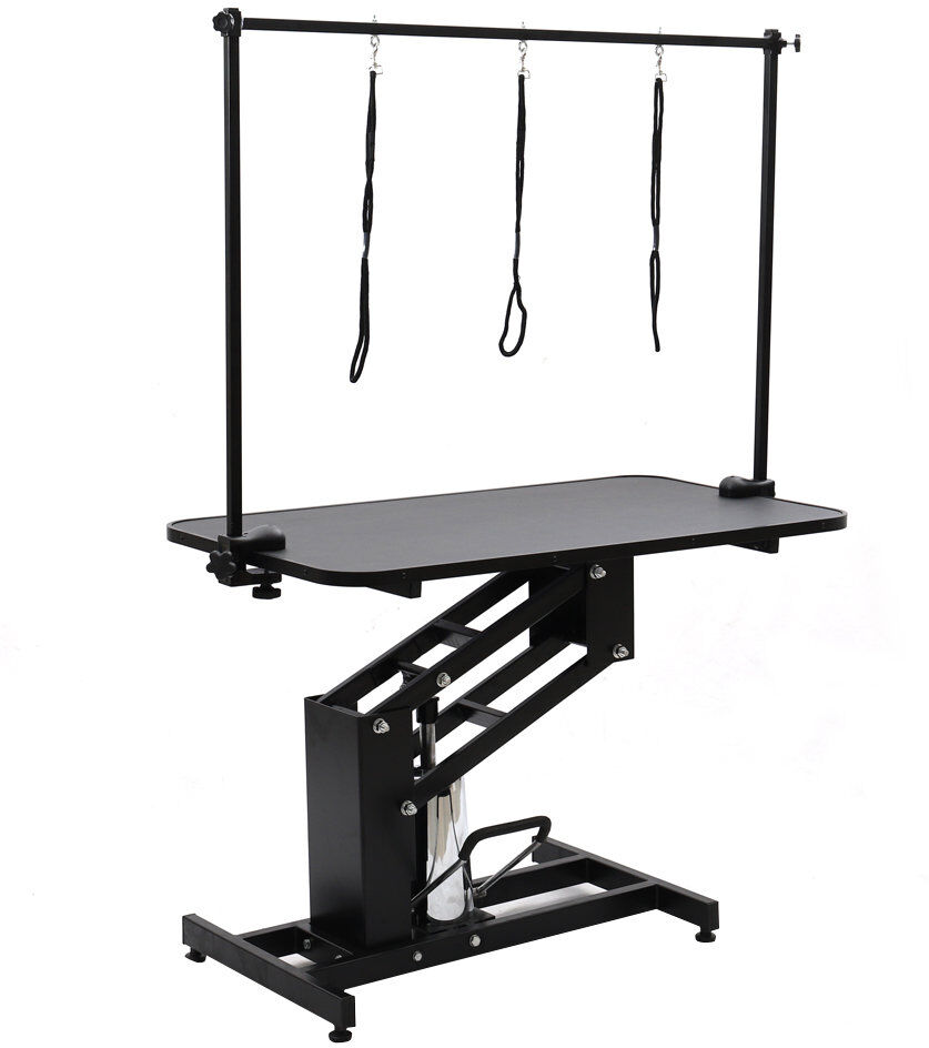 Brayden Studio 136cm H x 110cm W x 61cm D Metal Adjustable and Foldable Cat;Dog Hydraulic Grooming Table Matte Black 136cm H X 110cm W X 61cm D