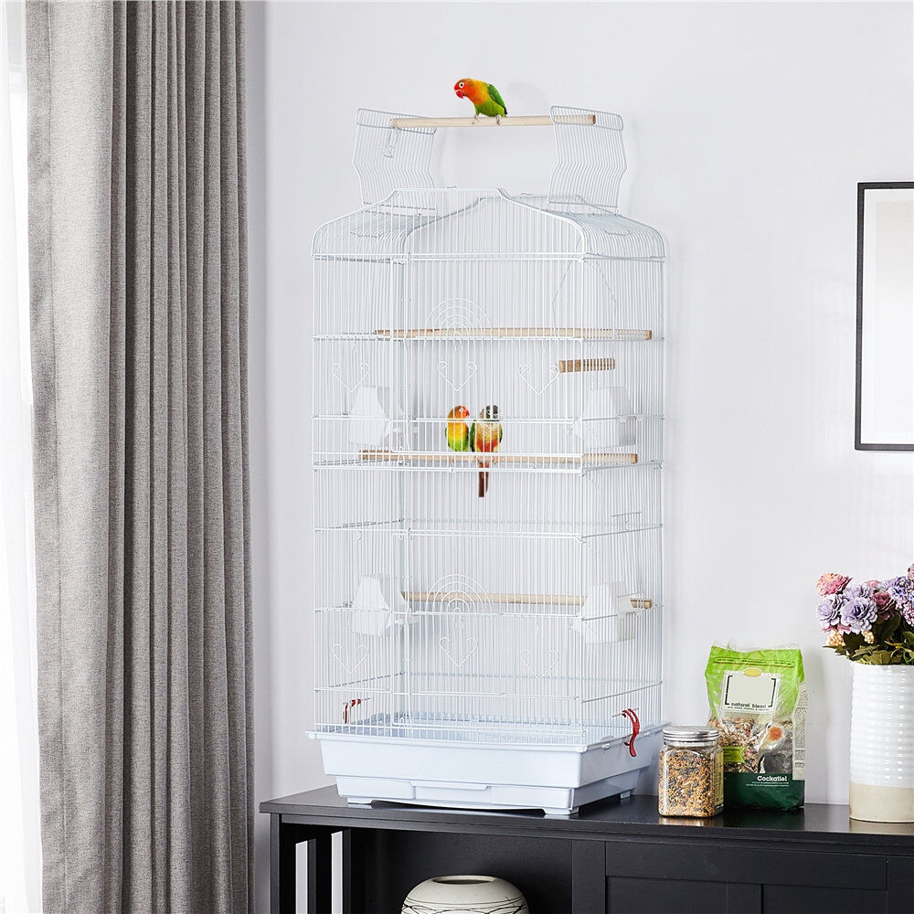 Yaheetech Hanging Medium Parakeet Bird Cage White 104.5cm H X 45.9cm W X 36cm D