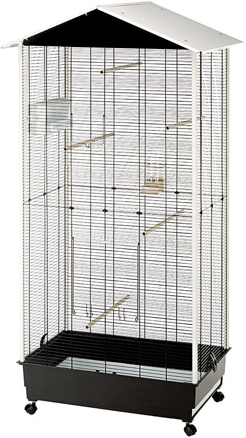 Ferplast 161.5Cm Pointed Top Floor Bird Cage with Wheels Black;White 161.5cm H X 76.5cm W X 57cm D
