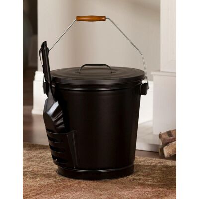 Symple Stuff Open Hearth Ash Bucket and Shovel 2 Piece Steel Fireplace Tool Set Black Symple Stuff Open Hearth Ash Bucket and Shovel 2 Piece Steel Fireplace Tool Set Black