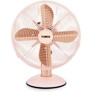 Tower Cavaletto Metal Desk Fan with 3 Speed Settings, 12”, 35W pink/brown 42.0 H x 34.0 W x 24.0 D cm