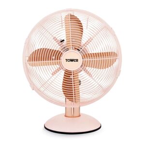 Tower Cavaletto Metal Desk Fan with 3 Speed Settings, 12”, 35W pink/brown 42.0 H x 34.0 W x 24.0 D cm