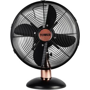 Tower Cavaletto Metal Desk Fan with 3 Speed Settings, 12”, 35W black/yellow 42.0 H x 34.0 W x 24.0 D cm