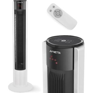 NETTA Tower Fan 42 Inch Oscillating With Remote Control,3 Operation Mode 3 Speed Settings With 7 Hours Timer For Home & Office black/white 100.0 H x 30.0 W x 30.0 D cm