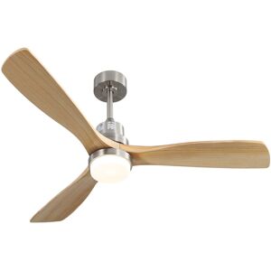 Metro 132CM Ceiling Fan with LED Light and Remote Control Nickel/Natural Wood 52cm Metro 132CM Ceiling Fan with LED Light and Remote Control Nickel/Natural Wood 52cm