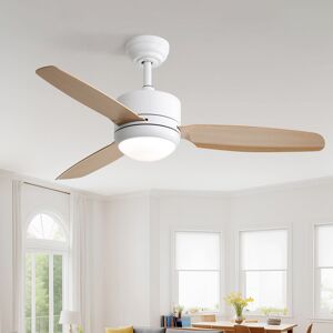 Metro 117CM 3-Blade Ceiling Fan with Lights, Remote Control Light Yellow Wood/White 117cm Metro 117CM 3-Blade Ceiling Fan with Lights, Remote Control Light Yellow Wood/White 117cm