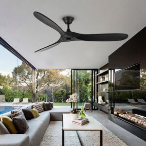Latitude Run Solid Wood Ceiling Fan with Remote Black 177cm Latitude Run Solid Wood Ceiling Fan with Remote Black 177cm