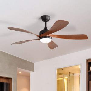 Metro 132CM 5-Blade Fan With LED Lights And Remote Control Brown Wood Metro 132CM 5-Blade Fan With LED Lights And Remote Control Brown Wood