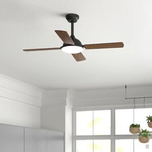 Zipcode Design Damos 4 Blade LED Ceiling Fan with Remote Control and Light Kit Included black/brown 38.0 H x 106.0 W x 106.0 D cm