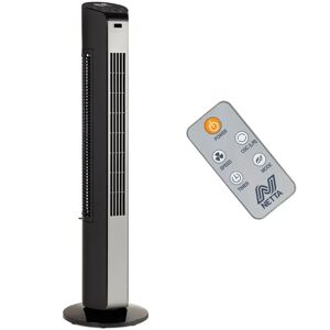 NETTA Tower Fan, 32 Inch Oscillating With Remote Control, LED Display, 3 Speed Settings With 8 Hours Timer, Bladeless Floor Fan For Bedroom Living Roo black 80.0 H x 22.0 W x 22.0 D cm