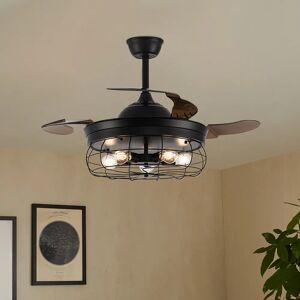Borough Wharf Braunstone 3 - Blade Ceiling Fan with Remote Control and Light Kit Included black/brown 50.8 H x 106.7 W x 106.7 D cm