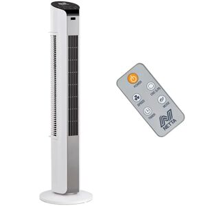 NETTA Tower Fan, 32 Inch Oscillating With Remote Control, LED Display, 3 Speed Settings With 8 Hours Timer, Bladeless Floor Fan For Bedroom Living Roo white 80.0 H x 22.0 W x 22.0 D cm