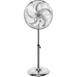 NETTA 16 Inch Metal Pedestal Floor Fan, Chrome Standing Fan With 5 Blades, Oscillating Function, 3 Speed Settings, Adjustable Height, Silent Operation gray 120.0 H x 40.0 W x 40.0 D cm