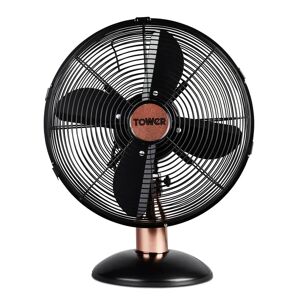 Tower Cavaletto Metal Desk Fan with 3 Speed Settings, 12”, 35W black/yellow 42.0 H x 34.0 W x 24.0 D cm