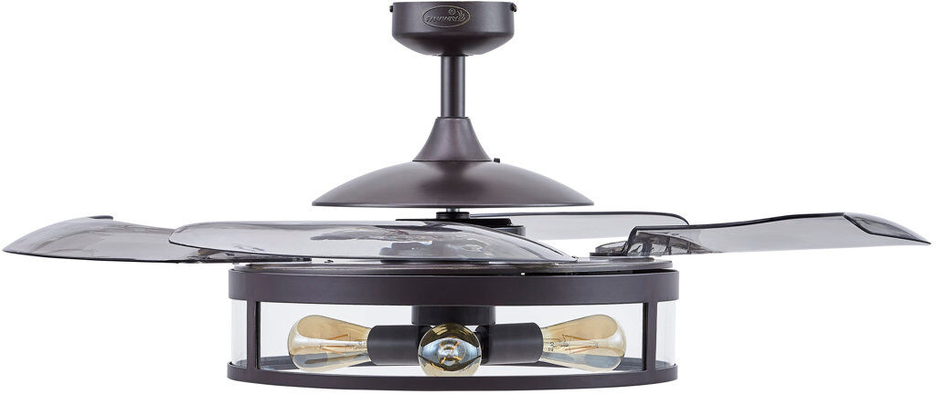 Ebern Designs 122 Cm Ceiling Fan Adilene With Remote Control Black with Transparent Blades 122cm