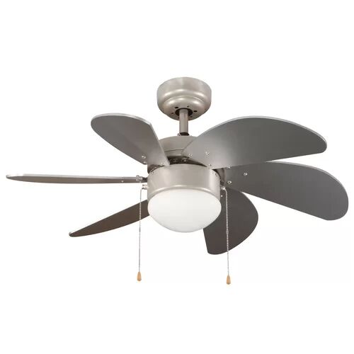 CristalRecord 84cm Tabit 6 Blade Ceiling Fan CristalRecord Finish: Silver/Grey  - Size: 99cm H X 110cm W X 61cm D