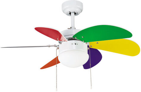 CristalRecord 84cm Tabit 6 Blade Ceiling Fan CristalRecord Finish: White/Red/Blue/Yellow  - Size: 41cm H X 84cm W X 41cm D CristalRecord 84cm Tabit 6 Blade Ceiling Fan CristalRecord Finish: White/Red/Blue/Yellow  - Size: 41cm H X 84cm W X 41cm D