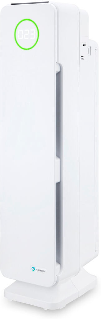 PureMate Multiple Technologies Intelligent 5 in 1 Air Purifier and Ioniser with UV-C White 71cm H X 17cm W X 23cm D