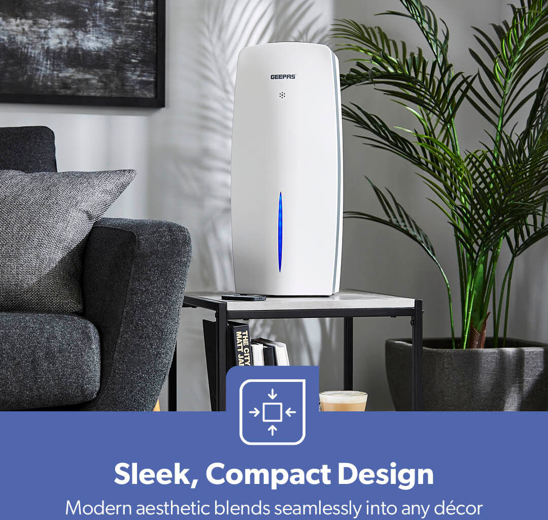 GEEPAS 2-in-1 Digital Air Purifier & Humidifier for Home 3-Stage HEPA Filter, Removes Dust Odours Allergens & Pollen 8-Hour Timer, WiFi & Remote Contr Black;White