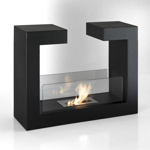 East Urban Home Majolica Double-Sided Bio Ethanol Fire East Urban Home  - Size: 40cm H x 80cm W x 80cm D East Urban Home Majolica Double-Sided Bio Ethanol Fire East Urban Home  - Size: 40cm H x 80cm W x 80cm D