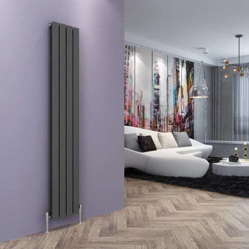 Belfry Heating Laney Vertical Flat Panel Radiator Belfry Heating Radiator Colour: Anthracite, Size: 180cm H x 30cm W x 6.1cm D  - Size: 229cm H X 225cm W X 54cm D Belfry Heating Laney Vertical Flat Panel Radiator Belfry Heating Radiator Colour: Anthracite, Size: 180cm H x 30cm W x 6.1cm D  - Size: 229cm H X 225cm W X 54cm D