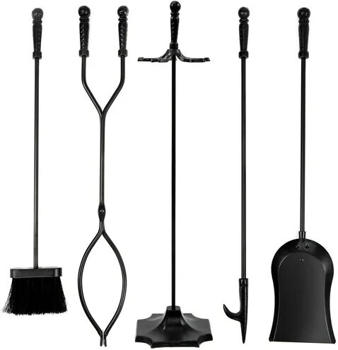 Belfry Heating Genesee 5 Piece Iron Fireplace Tool Set Belfry Heating  - Size: 25cm H X 60cm W X 3cm D