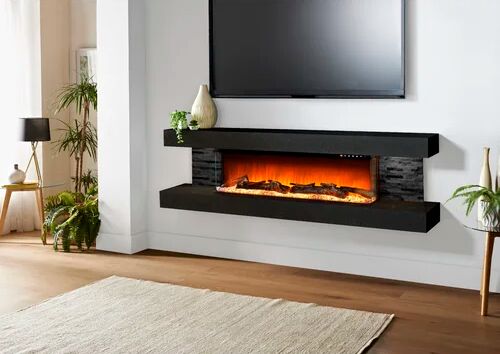 Belfry Heating Rupert Wall Mounted Electric Fire Suite Belfry Heating Finish: Black/Graphite Rectangle 160 x 230cm