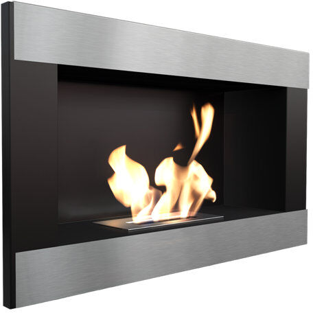 Kratki Golf Recessed Wall Mounted Bio Ethanol Fire Kratki Finish: Black/Silver  - Size: 86cm H X 19cm W X 40cm D Kratki Golf Recessed Wall Mounted Bio Ethanol Fire Kratki Finish: Black/Silver  - Size: 86cm H X 19cm W X 40cm D