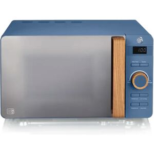 Swan Nordic LED Digital Microwave with Glass Turntable, 6 Power Levels & Defrost Setting, 20L, 800W blue 25.7 H x 45.1 W cm