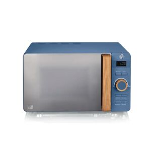 Swan Nordic LED Digital Microwave with Glass Turntable, 6 Power Levels & Defrost Setting, 20L, 800W blue 25.7 H x 45.1 W cm