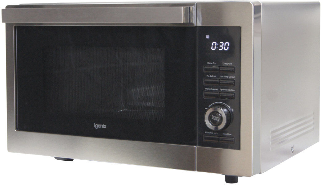 Igenix 30 Litre 1000W Digital Combination Microwave with Oven Style Door Silver 32.7cm H X 52cm W X 52cm D