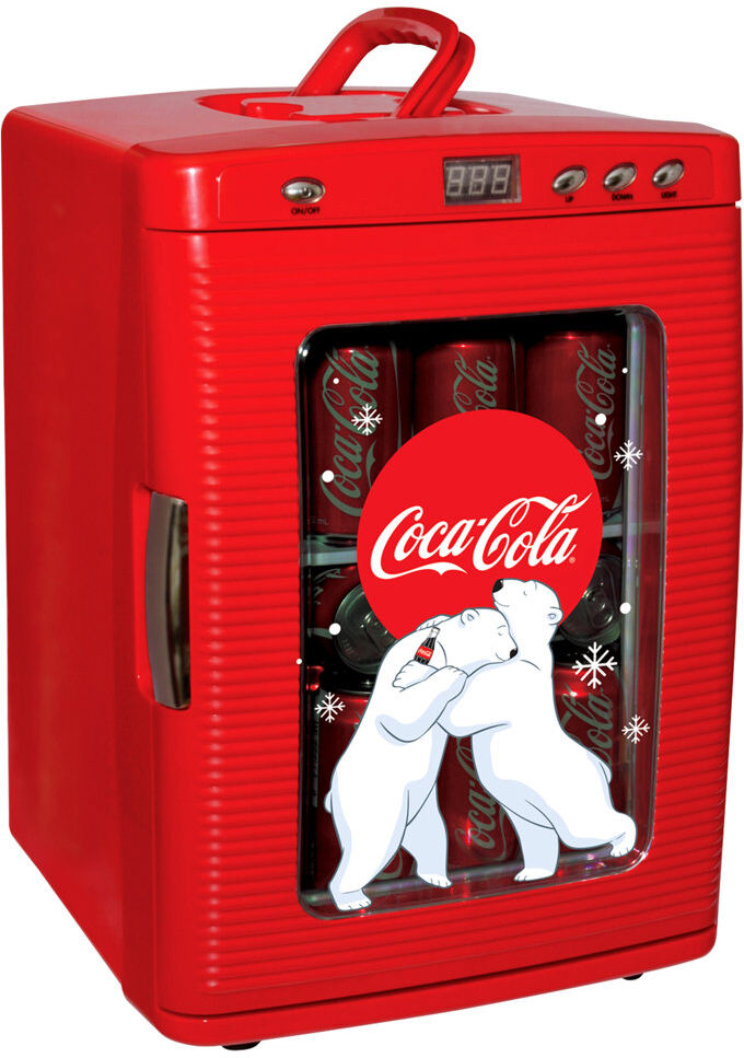 Koolatron Europe Coca Cola Mini Fridge 25L Portable Cooler Warmer 28 Can Beverage Drinks Cool Box Red 14.75cm H X 13cm W X 23.49cm D