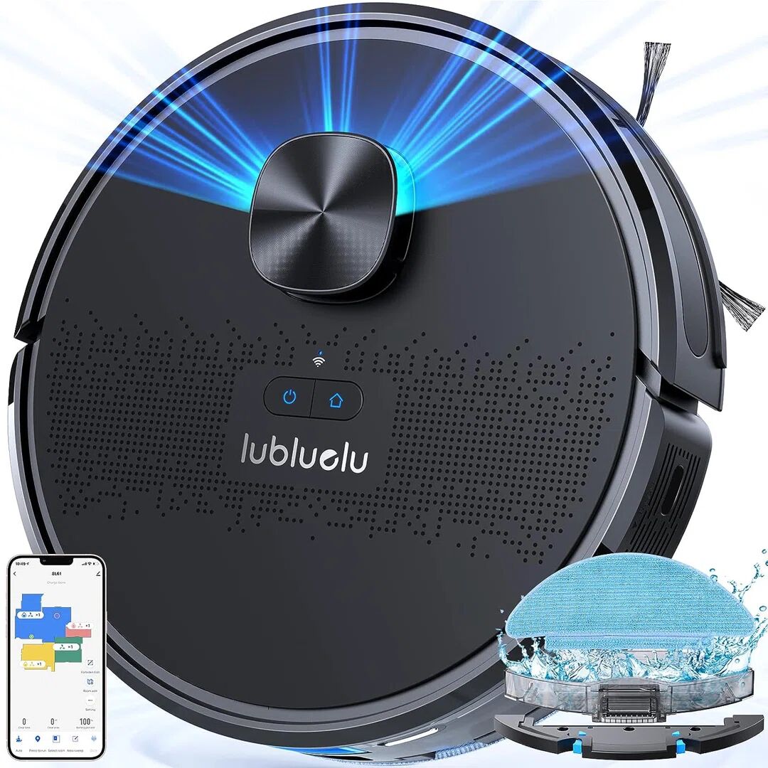 lubluelu Bagless Robotic Vacuum and Mop Cleaner 2 in 1 Laser Lidar Mapping Navigation brown 35.0 H x 25.0 W x 7.0 D cm