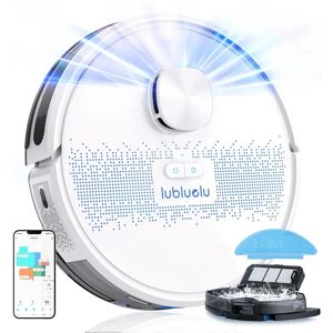 lubluelu Bagless Robotic Vacuum&Mop Cleaner Laser Lidar Mapping Navigation Robot Vacuum Cleaner for Pet Hair white