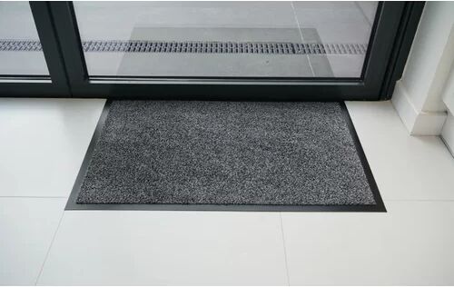 Symple Stuff Stacy Dirt PVC Rubber Edged Barrier Doormat Symple Stuff Mat Size: Rectangle 100 x 150cm, Colour: Silver Grey  - Size: 26cm H x 50cm W x 50cm D