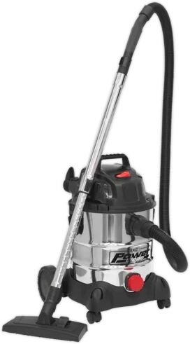 Sealey Stainless Bagless Cylinder Vacuum Cleaner Sealey  - Size: 79cm H X 53cm W X 47cm D