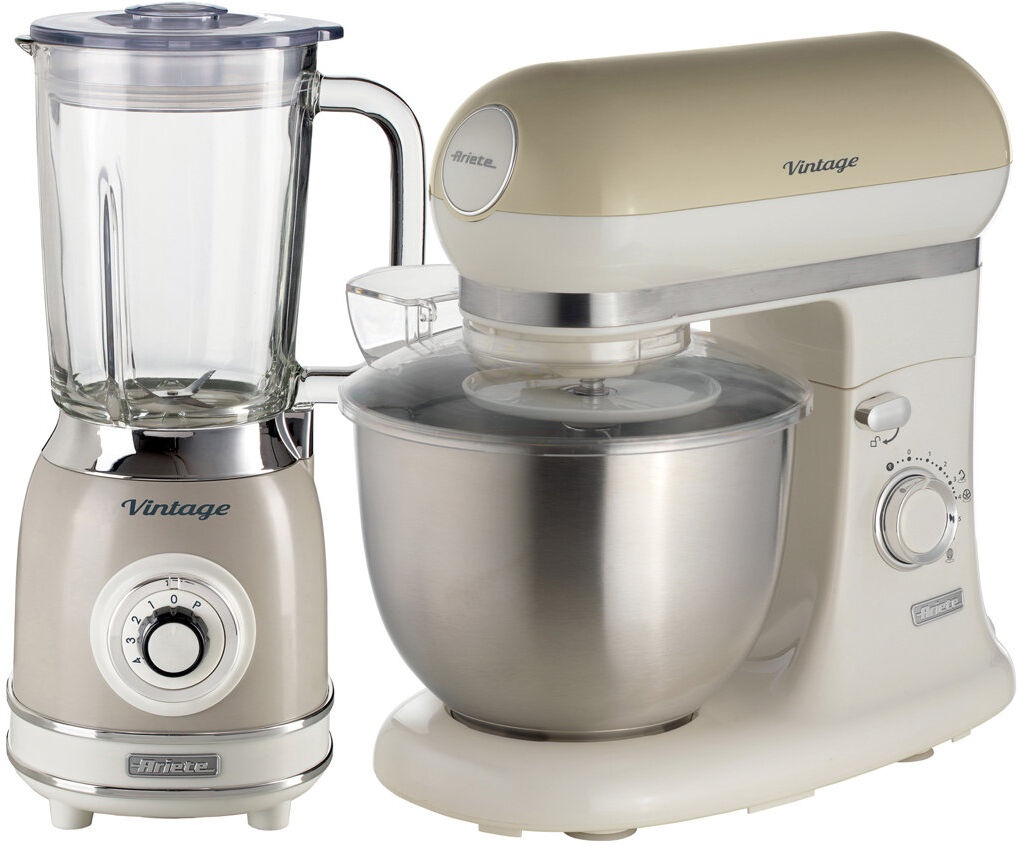 Ariete Vintage 1.5L Glass Jug Blender and 5.5L Stand Mixer Cream 52.7ml