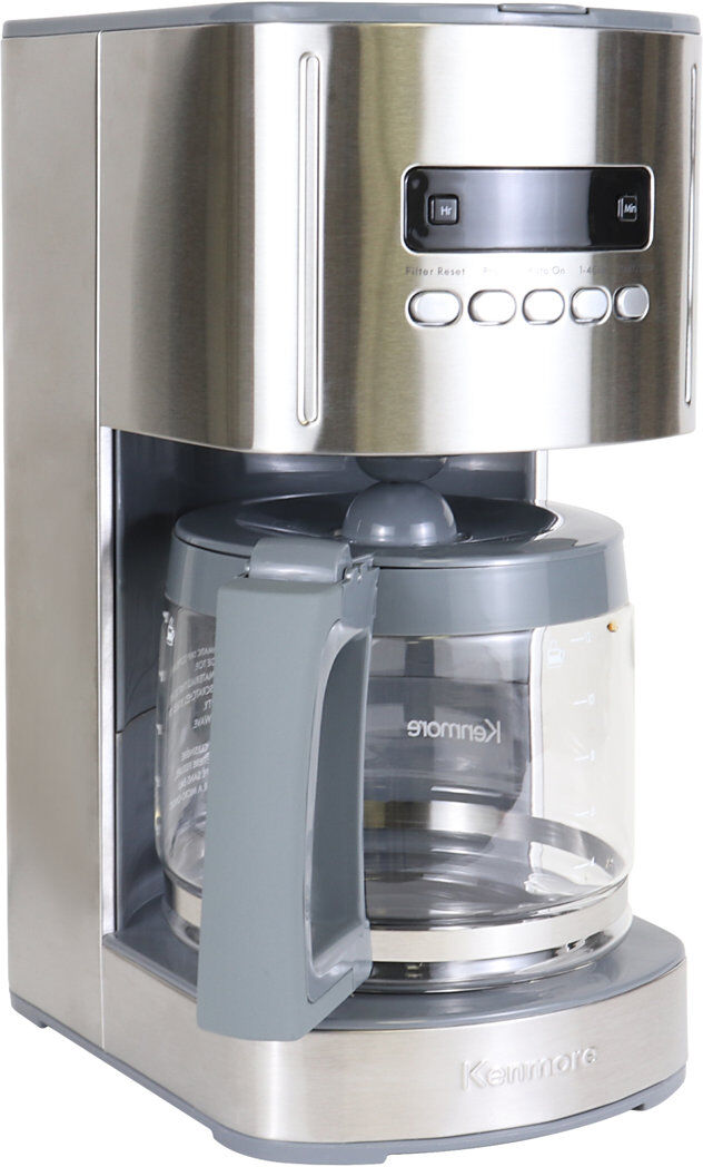 Kenmore Drip Coffee Maker Machine, 1.8L Filter Coffee Machine with Timer Silver 1.8L