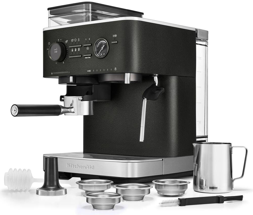 KitchenAid Semi Automatic Espresso Machine with Burr Grinder - Stainless Steel Black 2.5L