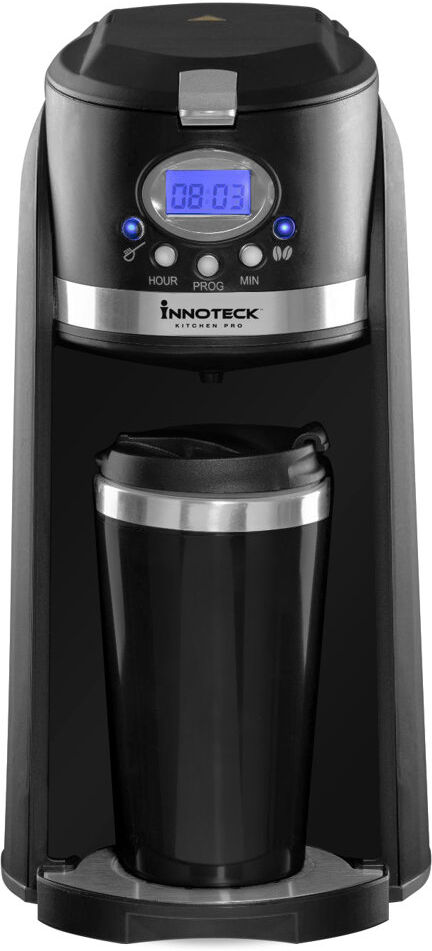 Innoteck Kitchen Pro Travel Filter Coffee Maker Grind & Brew 2in1 On-The-Go Automatic Coffee Machine Silver;Black 3L